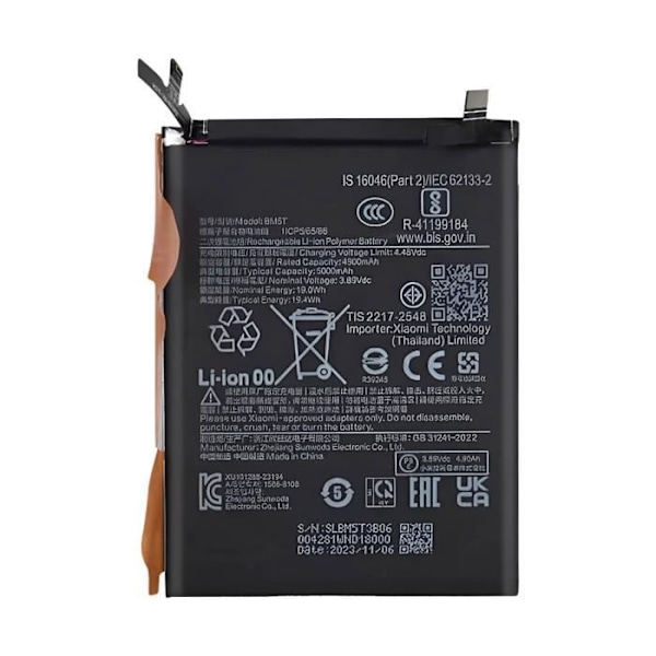 Internt batteri - AVIZAR - BAT-COMP-X13T - 5000mAh - Sort Svart