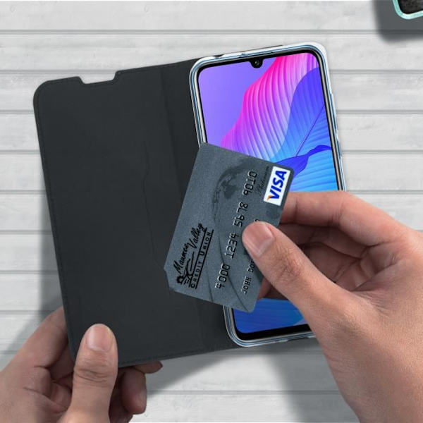 Housse - AKASHI - Huawei P Smart S - Ekologisk läder - Videostöd - Svart Svart