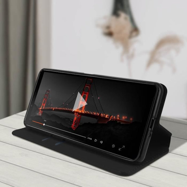 Hus - Sony - Xperia 10 2 - Øko-læder - Magnetisk lukning - Støttefunktion Svart