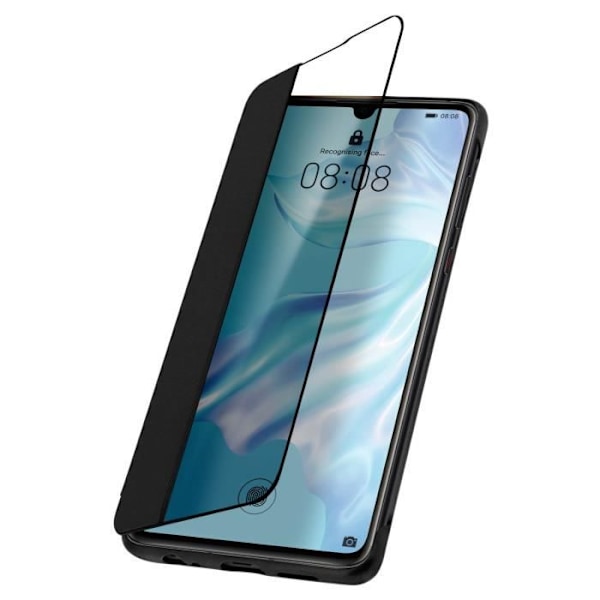 Huawei P30 Kotelon suojus Suuri läpikuultava Ikkuna Hard Shell Musta Musta