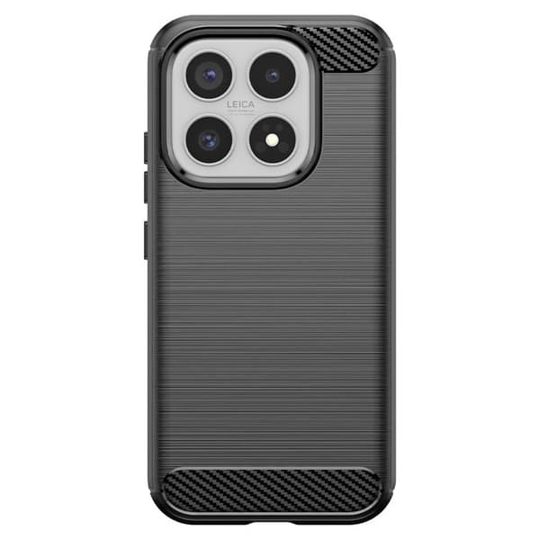 Silicone Cover til Xiaomi 17 med Carbon Effekt Børstet Tekstur Sort Svart