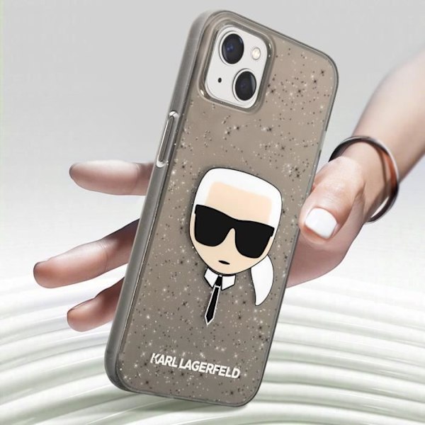 Glitter Case til iPhone 13 Mini Smoke Finish Karl Lagerfeld Transparent Sort Svart