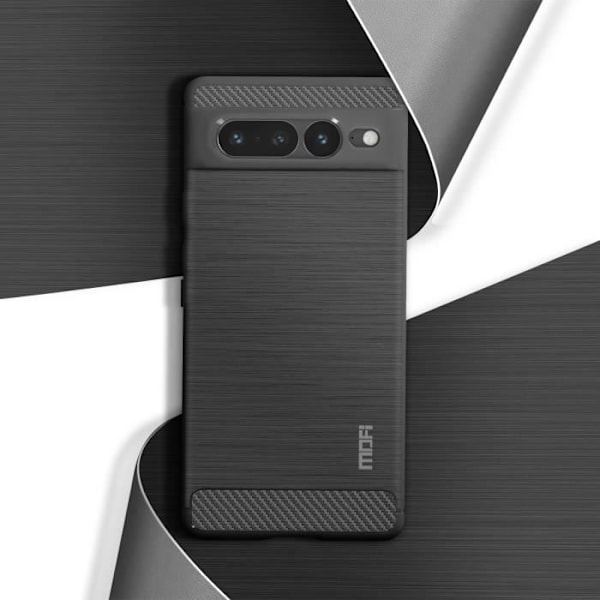Etui - MOFI - Google Pixel 7 Pro - Carbon Effect - Børstet metal - Sort