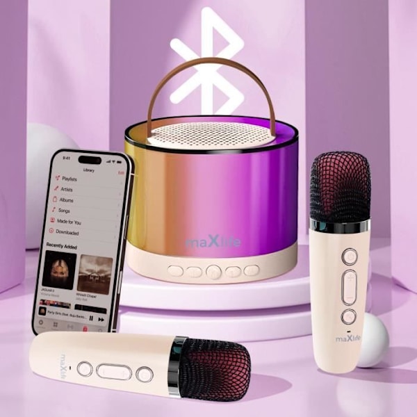 Bluetooth-högtalare med dubbla mikrofoner, bärbar, 5 timmars batteritid, Maxlife, vit Vit