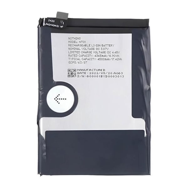 Sisäinen akku AVIZAR BAT-COMP-NP1 Nothing Phone 1: 4500mAh NT01 Musta - Litiumioni - 3,7 V Svart