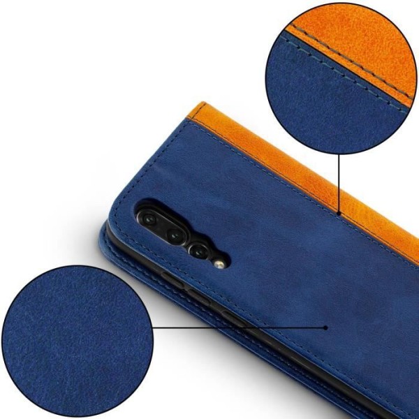 Housse - AVIZAR - Huawei P20 Pro - Øko-læder - Magnetisk - Støtte - Mørkeblå Midnattsblå