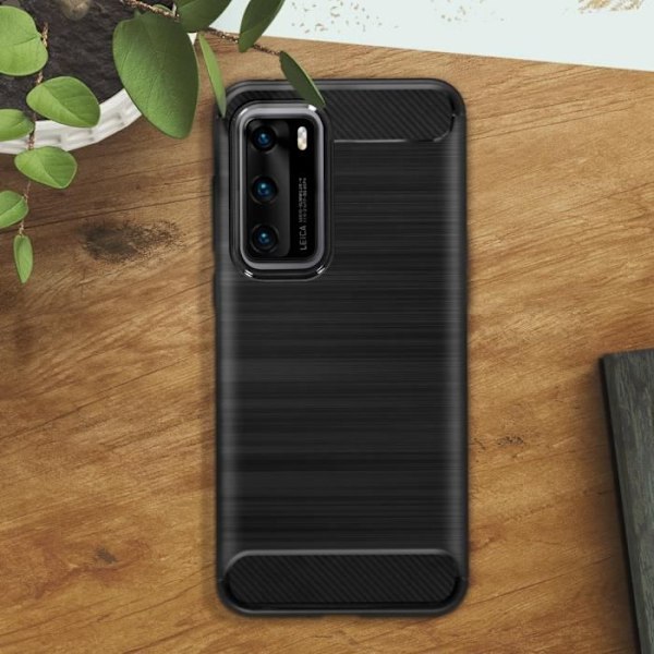 Bakre skal - AVIZAR - Huawei P40 - Mjuk - Kolfiberfinish - Stötskydd och Represistens Svart