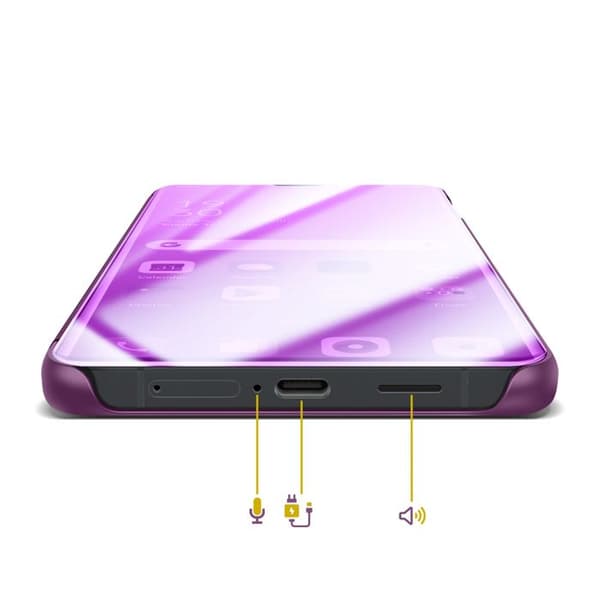 Spejl Etui til Galaxy S26 med Smart View Vindue og Foldbart Stativ Lilla Violett