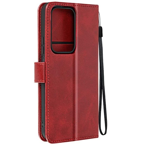 Taske til Honor 200 Lite Håndledsrem Flip Wallet Stand Red Röd