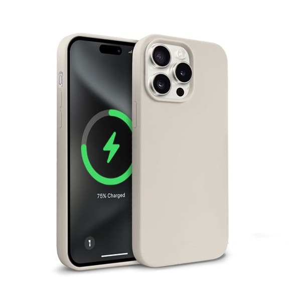 Telefoncase - Crong - iPhone 15 Pro Max - Beige sten - Blød - Stødabsorberende MagSafe Sten beige