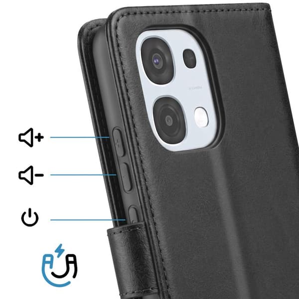 Klassisk Folio Etui til Oppo A6 Pro med Støttefunktion Sort Svart