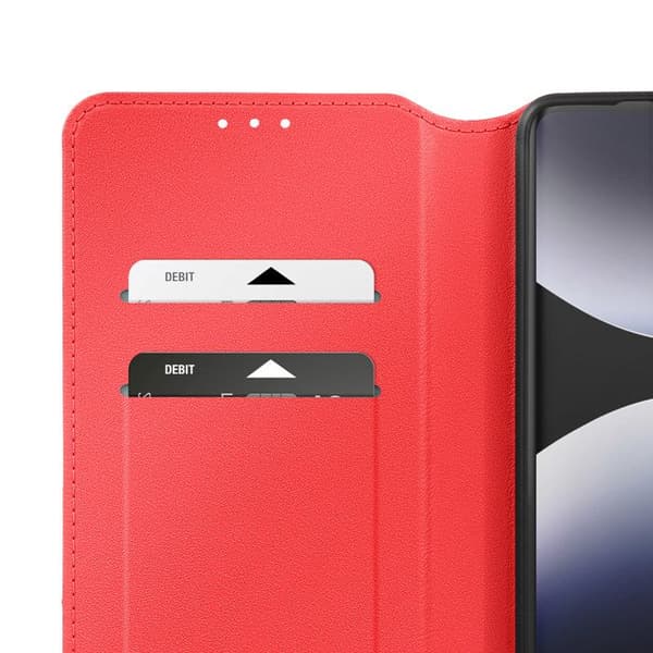 Flip Cover til Redmi Note 14 Pro / 14 Pro Plus Magnetisk Classic Edition Rød Röd
