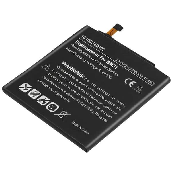 Akku - AVIZAR - Xiaomi Mi 3 / Mi 3s - Li-Polymeeri 3000mAh - 3.8V - Musta Sort