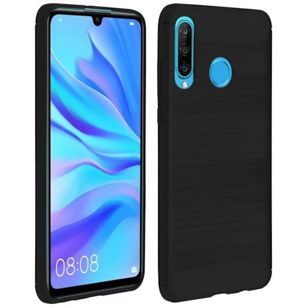 Bagcover - AVIZAR - P30 Lite - Carbonfinish - Børstet Metal Effekt - Stødbeskyttelse Svart