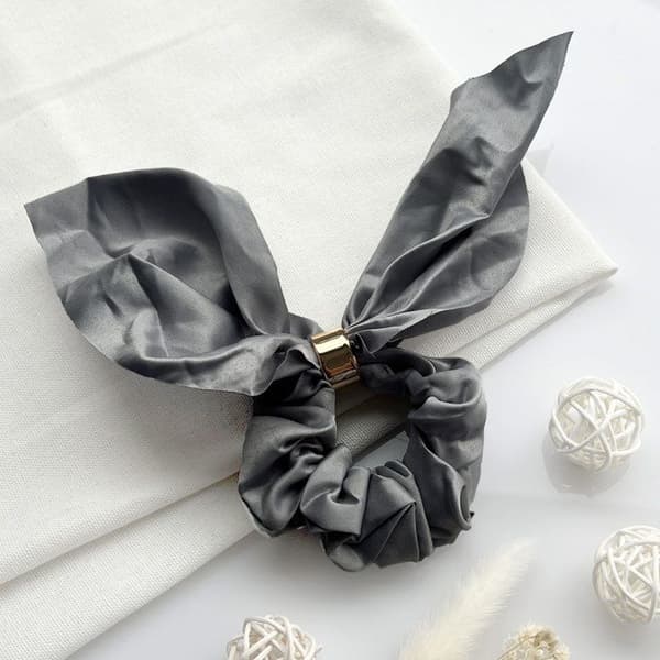 Chouchou Foulard - AVIZAR - Kort - Satin - Grå - Kvinde Grå