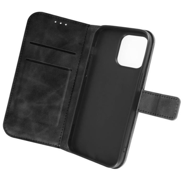 Fodral för iPhone 14 Pro Max Flip Wallet Support Video Soft-touh Svart