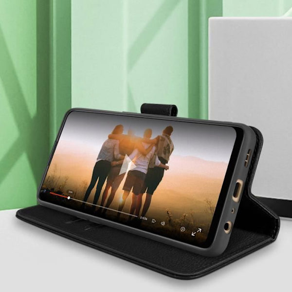 Oppo Reno 7 Case Flip Wallet Function Video Support Black svart