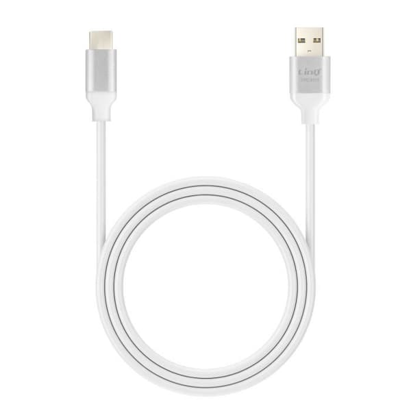 USB till USB C-kabel Snabbladdning 3A Synkroniseringslängd 1,5m LinQ Silver Grå