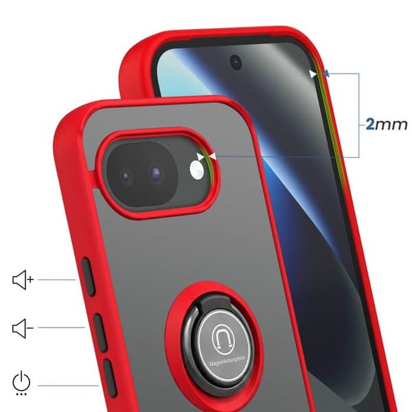 Ringfodral för Google Pixel 10a Förstärkt Skydd med Röd Magnetring Röd