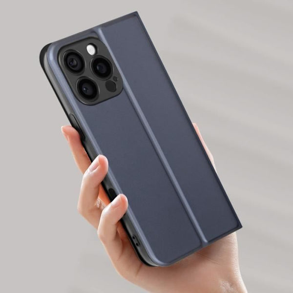Fodral till iPhone 16 Pro Max - AVIZAR - Soft touch - Korthållare - Videostöd - Night Blue Blå