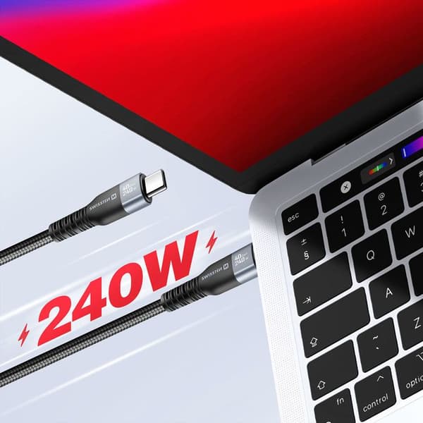 USB-C-kaapeli - SWISSTEN - Thunderbolt 4.0 - 240W - 8K - 40 Gb/s - 1,5 m