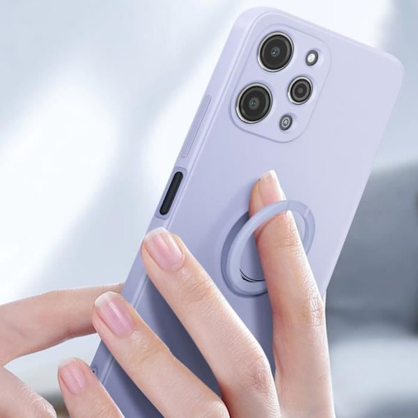 Taske til Xiaomi Redmi 12 Ring Holder Fleksibel Silikone Lavendel
