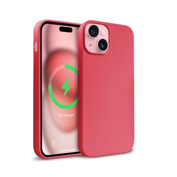 Telefoncase - Crong - iPhone 15 - Rosa - Blød - Indbyggede N52 magneter Rosa