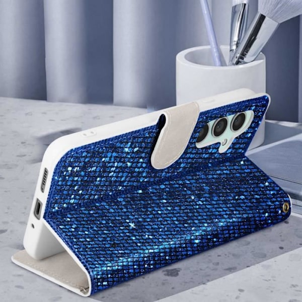 Samsung Galaxy A34 5G Fodral - AVIZAR - Glitter Disco - Plånbok - Videostöd - Blå Blå