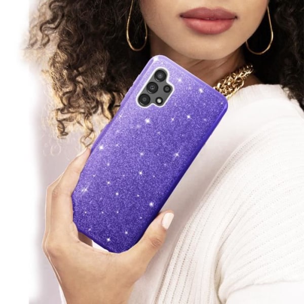 Fodral - AVIZAR - Samsung Galaxy A13 4G - Glitter - Lila - Halvstyv lila