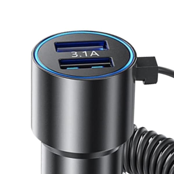 Cigarettænderoplader 2x USB og 3 i 1 kabel Strøm 33W Wekome Sort Svart