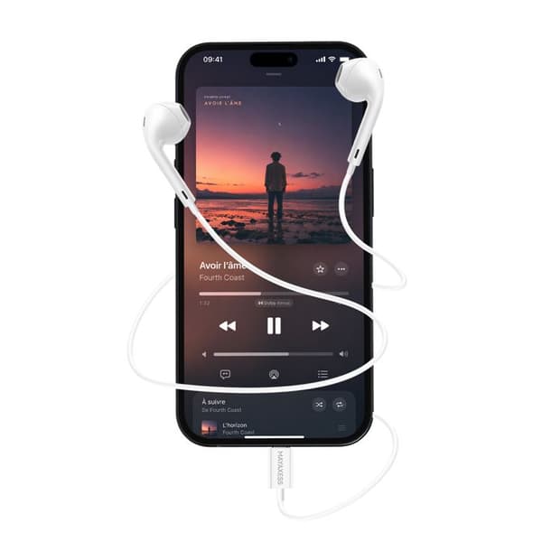 USB-C Trådade Hörlurar för iPhone 16 med Inbyggd Mikrofon Mayaxess Vit Vit