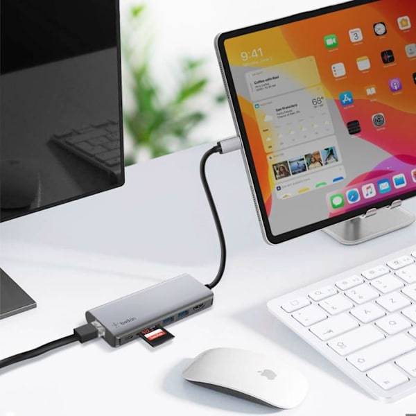 HUB USB-C till HDMI 4K USB Ethernet USB-C Power Delivery 100W Belkin Silver