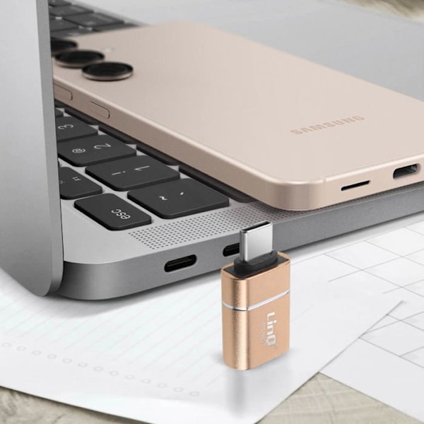 Adaptør OTG USB til USB C Kompakt og Praktisk LinQ Guld
