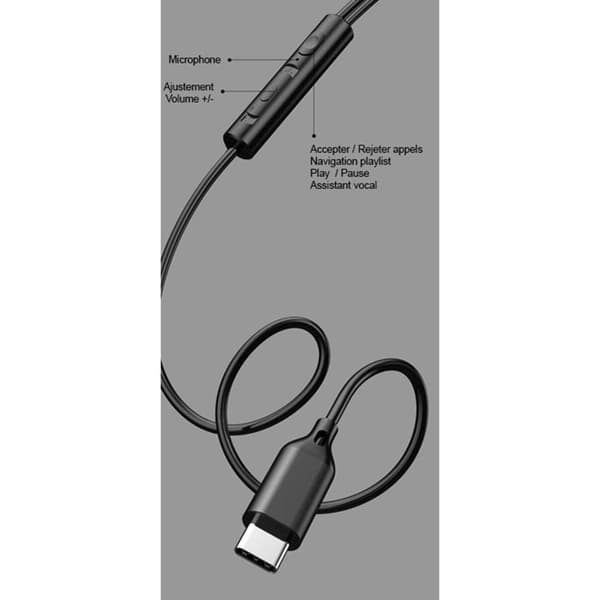 Semi intraørelur - AVIZAR - Jupiter - USB-C - Studio kvalitetslyd - Kabel 120 cm Svart