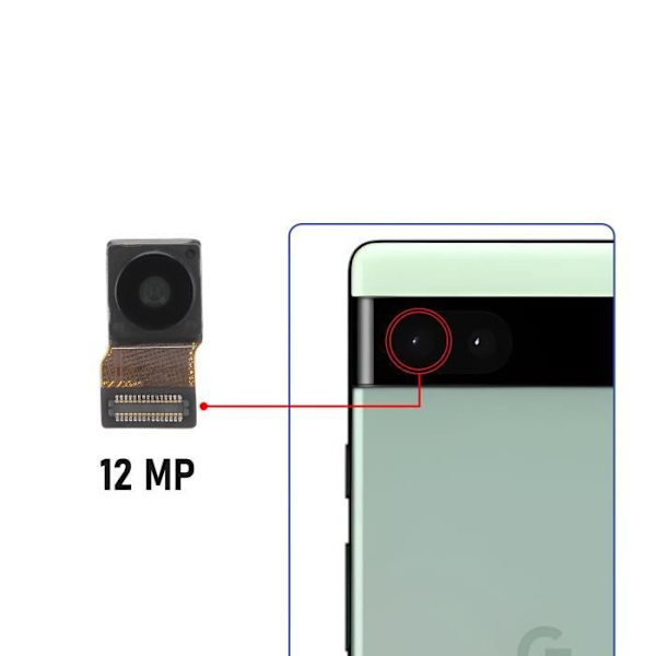 Takakamera - AVIZAR - Google Pixel 6a - 12MP - Laajakulma - Musta Svart