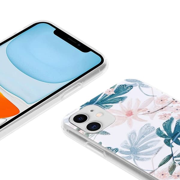 Telefoncase - Crong - Blomma - iPhone 11 - Blommönster - Flexibel - Guld gyllene