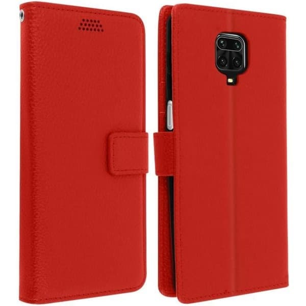 Housse Folio - AVIZAR - Xiaomi Redmi Note 9S/9 Pro/9 Pro Max - Röd - Silikon gel - Magnetisk Röd