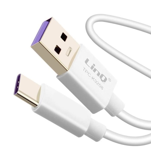 USB til USB Type C-kabel Oplad og synkroniser SuperCharge 5A 1m LinQ Hvid