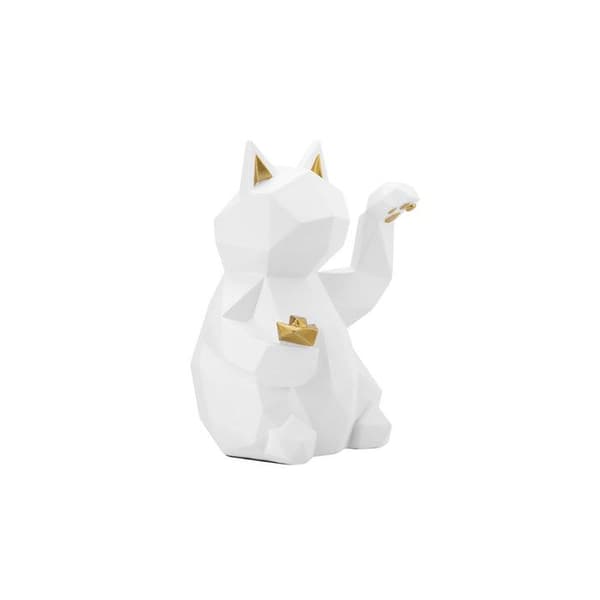 Inredningsdekoration Objekt Lyckokatt Moderniserad Version av Maneki-neko - Vit Hvid