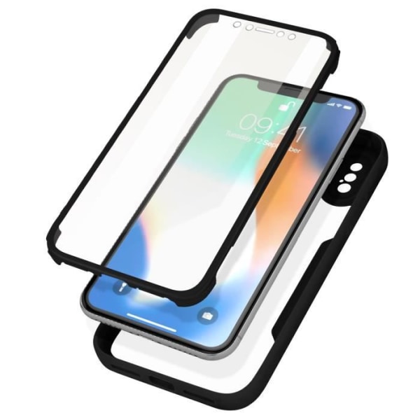 iPhone X och XS Fodral Baksida Plexiglas Polymer Front Förstärkta hörn Svart kontur