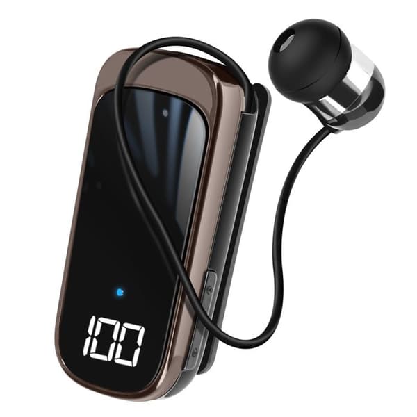 Bluetooth headset - LinQ - Black - Battery life 20h - Retractable cable - LED screen Svart