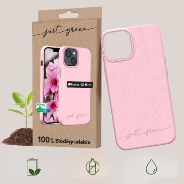 iPhone 13 Mini Case - JUST GREEN - Kierrätettävä - Vaaleanpunainen Rosa
