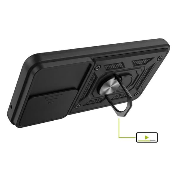 Cover til Galaxy A34 5G med skydelåg til objektiv og magnetisk ring Mayaxess Sort Svart