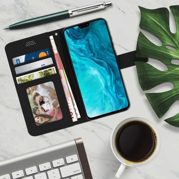 Housse Folio - AVIZAR - Honor 9X Lite - Silikon gel - Video Stöd - Magnetisk Svart