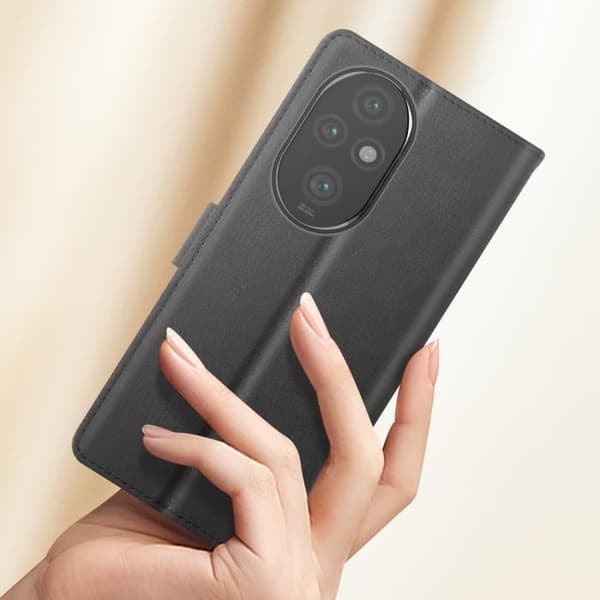 Etui til Honor 200 Pro - AVIZAR - Wallet Flip og Video Support - Sort Svart