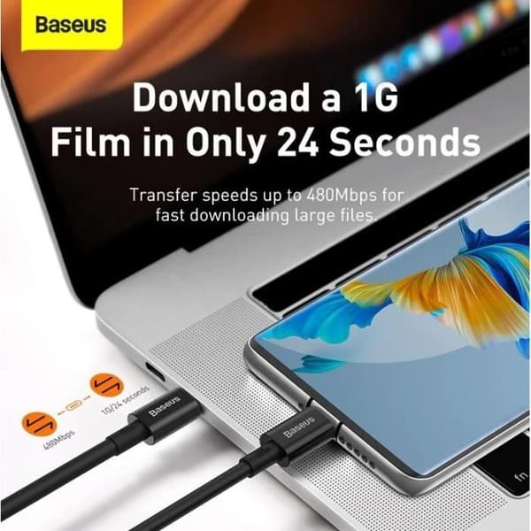 USB-kaapeli - BASEUS - CATYS-C01 - 2 m - USB C - Musta Sort