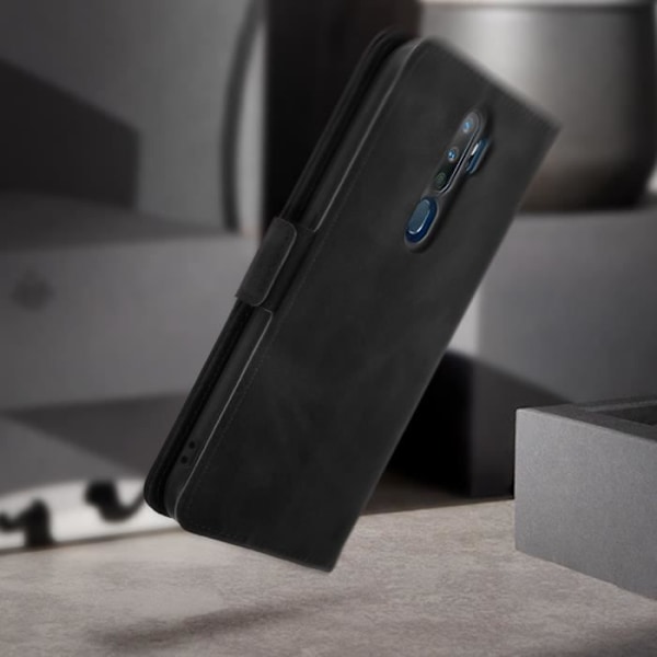 Fodral - AVIZAR - Oppo A9 2020 och A5 2020 - Folio Cover - Ekologiskt läder - Svart Svart
