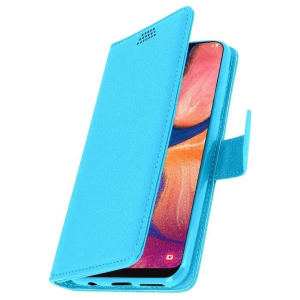 Hus til Samsung Galaxy A20e - AVIZAR - Folio Tegnebog Case - Øko-læder - Blå - Videostøtte Blå