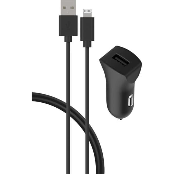 Auton virtalähde - BIGBEN Connected - 2.4 A - USB - Lightning - Musta Svart