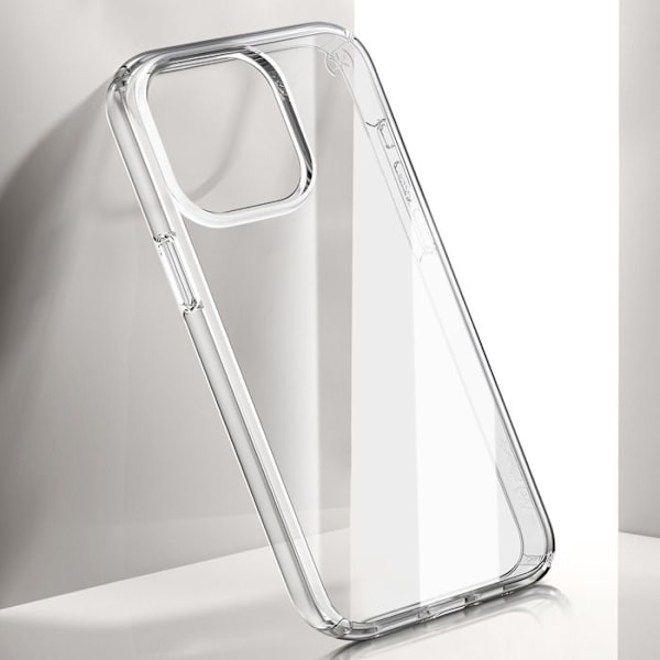 iPhone 15 Pro Max - Putkenkestävä Presidio Perfect-Clear Speck Läpinäkyvä kuori Vit